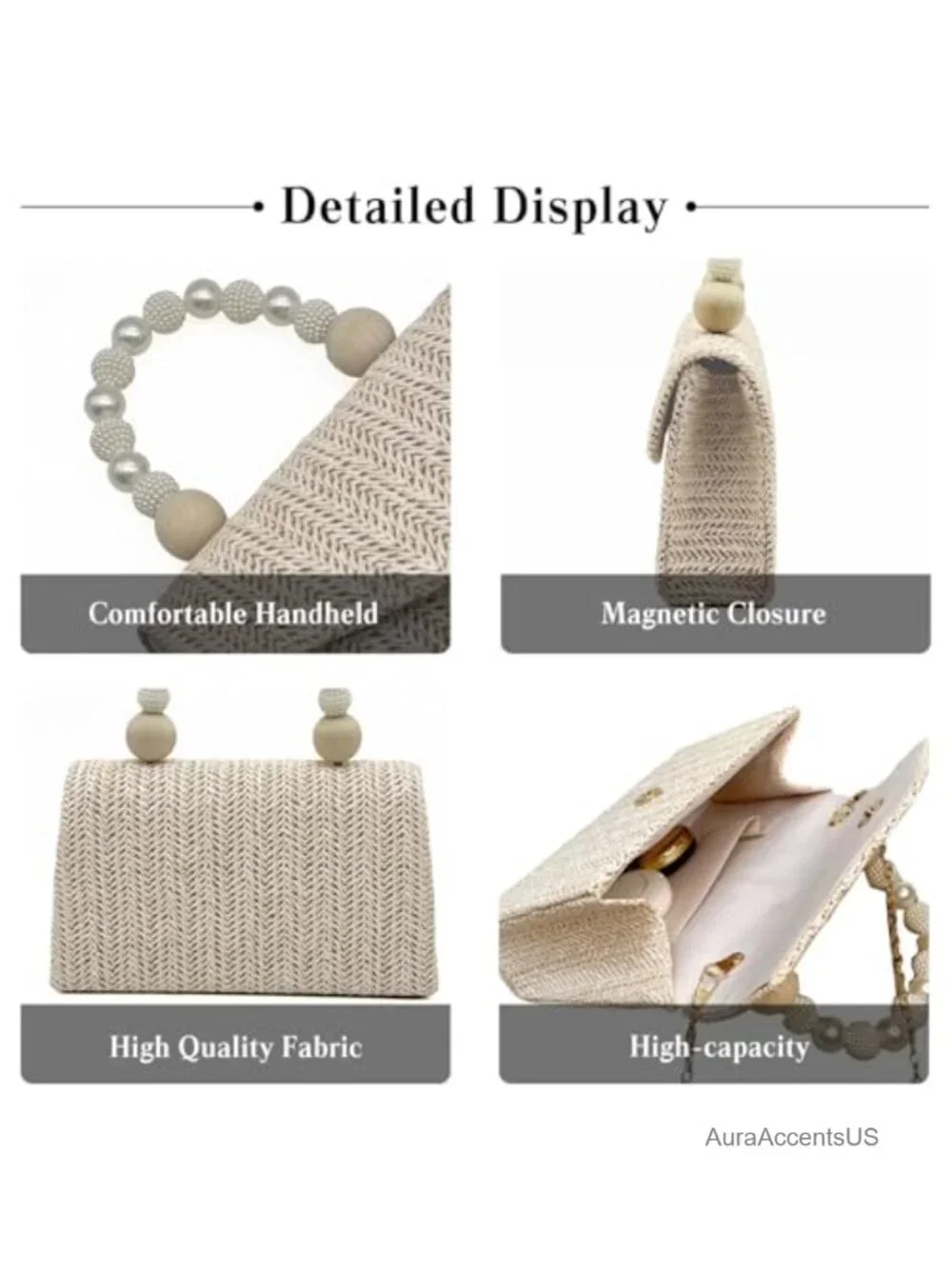 Straw Handwoven Evening Clutch Bag Bridal Wedding Crossbody Purse